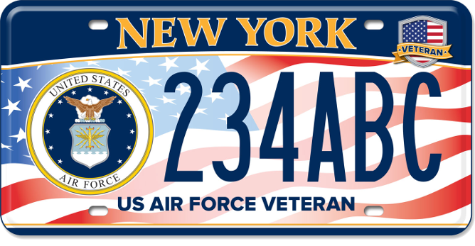 Image of the Air Force Veteran (Vehicle) license plate.
