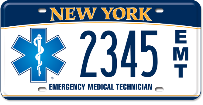 Image of the Emergency Medical Technician license plate.