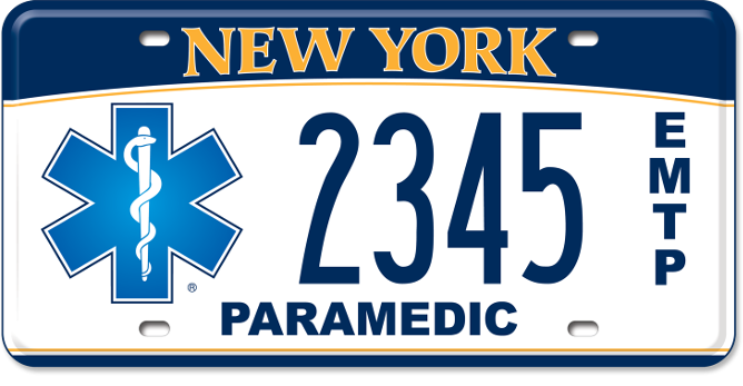 Image of the Emergency Medical Technician Paramedic license plate.