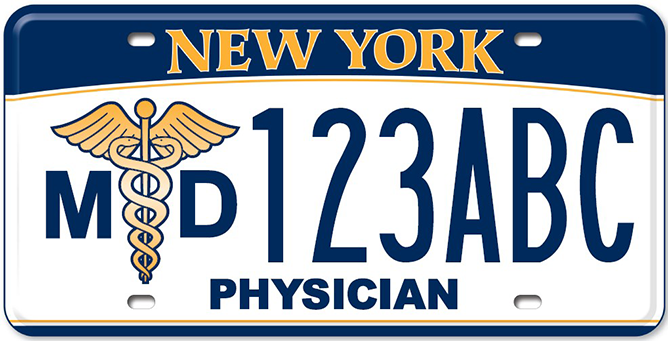Image of the Medical Doctor (Vehicle) license plate.