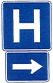 hospital to the right: H with arrow pointing right