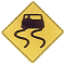 slippery when wet: car trailing curving marks