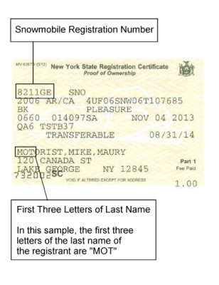 Sample Snowmobile Registration
