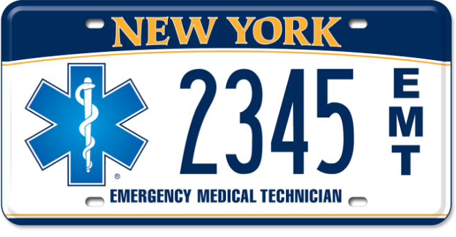 Emergency Medical Technician custom vehicle license plate.