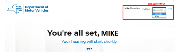hearing waiting room change status to available