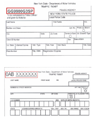 Sample hearing notice with ticket number highlighted